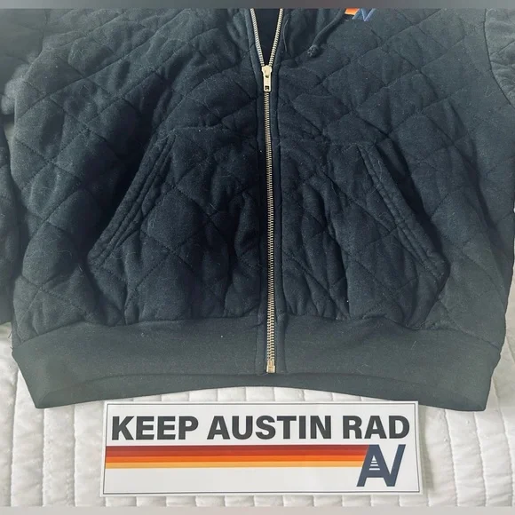NWT Aviator Nation Quilted Relaxed Zip Up Hoodie Jacket - Picture 3 of 5